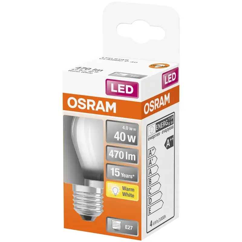 Populär LED STAR CLASSIC P MATT 40 NON-DIM 4W/827 E27 Sänkt pris