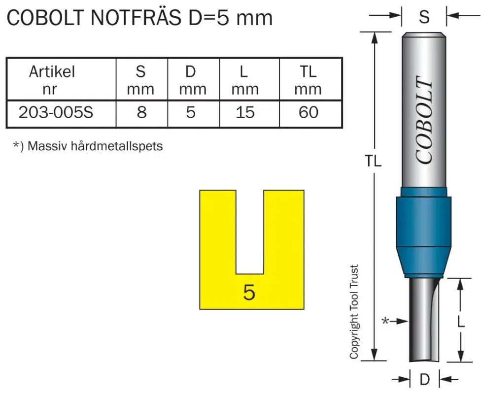 Rabatter Köp Cobolt HM-notfräs 5 mm, borrande & massiv -