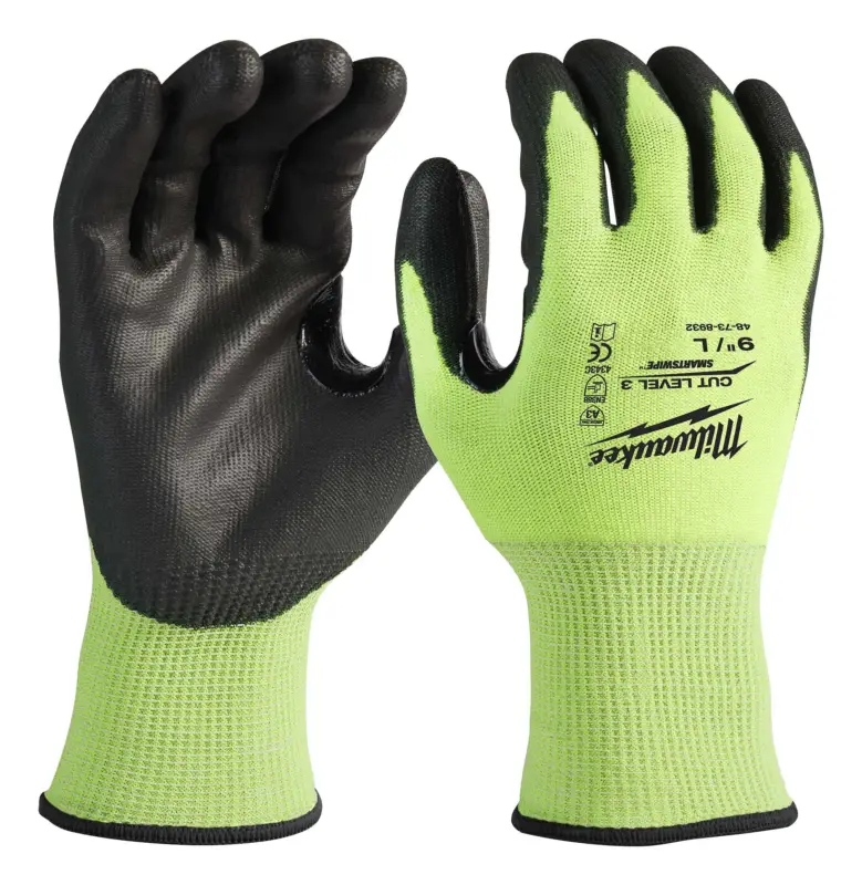 Köp Milwaukee Handske, skärskydd HI-VIS - risnedsättning