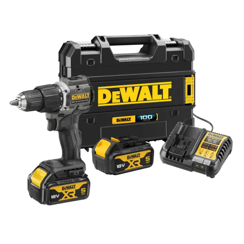 Köp Dewalt Slagborrmaskin DCD100P2T-QW 18V, med 2 st 5Ah-batterier, TSTAK - I lager